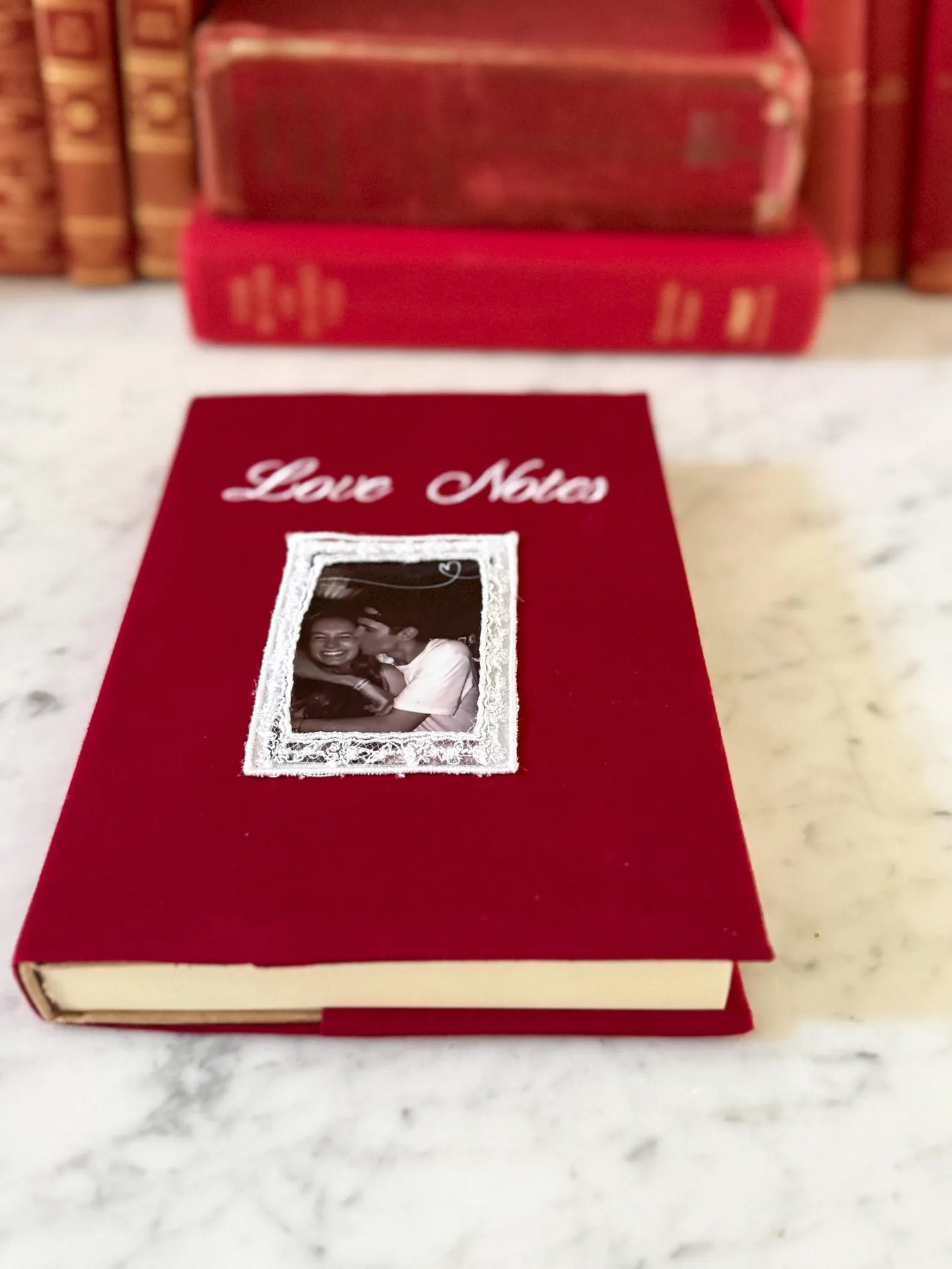 Custom Embroidered Journal with Lace Pocket