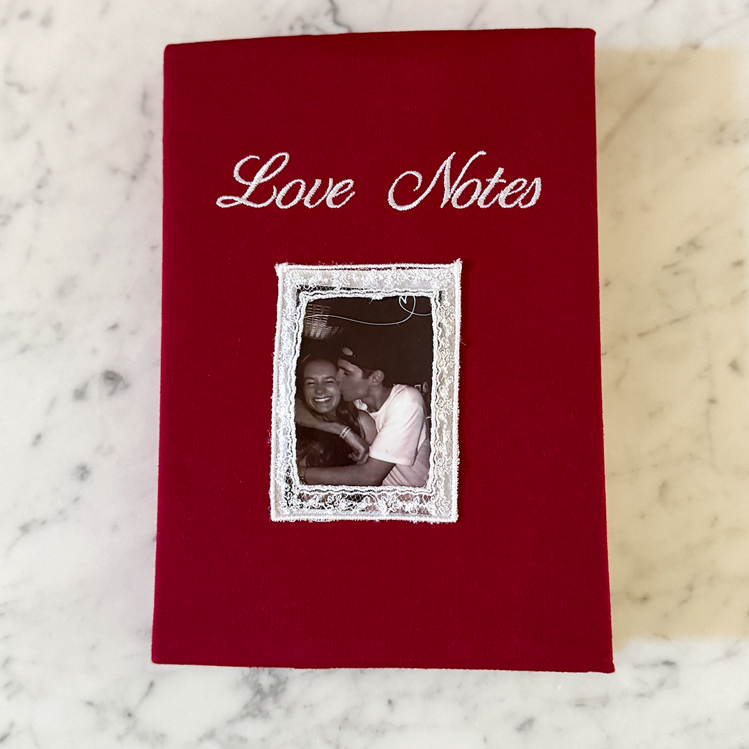 Custom Embroidered Journal with Lace Pocket